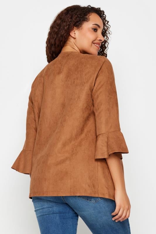 Evans M&Co Tan Brown Suedette Waterfall Jacket