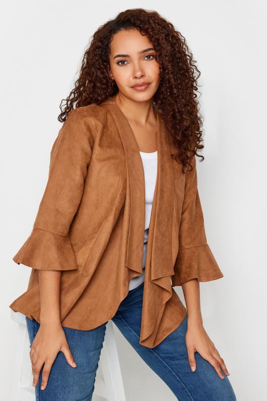 evans M&Co Tan Brown Suedette Waterfall Jacket