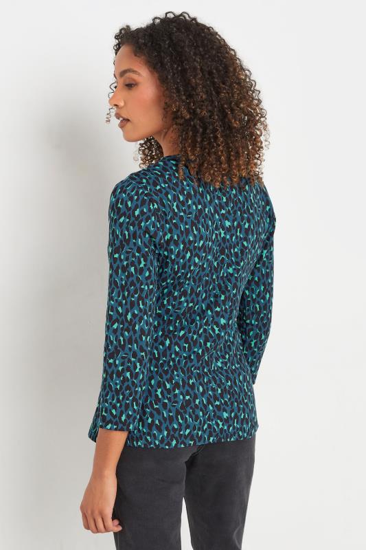 Evans M&Co Teal Blue Leopard Print Wrap Top