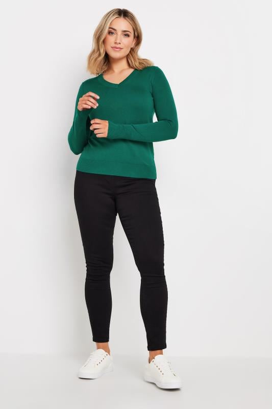Evans M&Co Teal Green Long Sleeve V-Neck Jumper