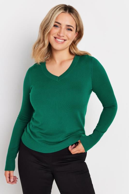 evans M&Co Teal Green Long Sleeve V-Neck Jumper
