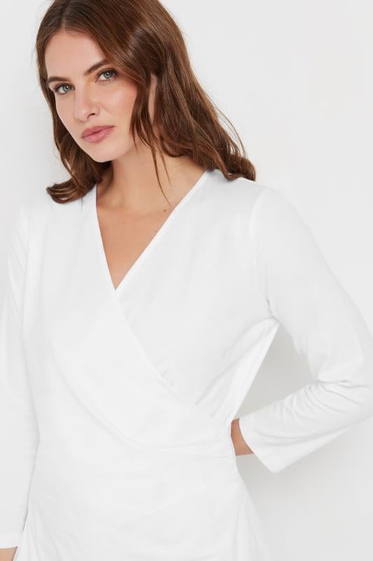 Evans M&Co White 3/4 Sleeve Wrap Top