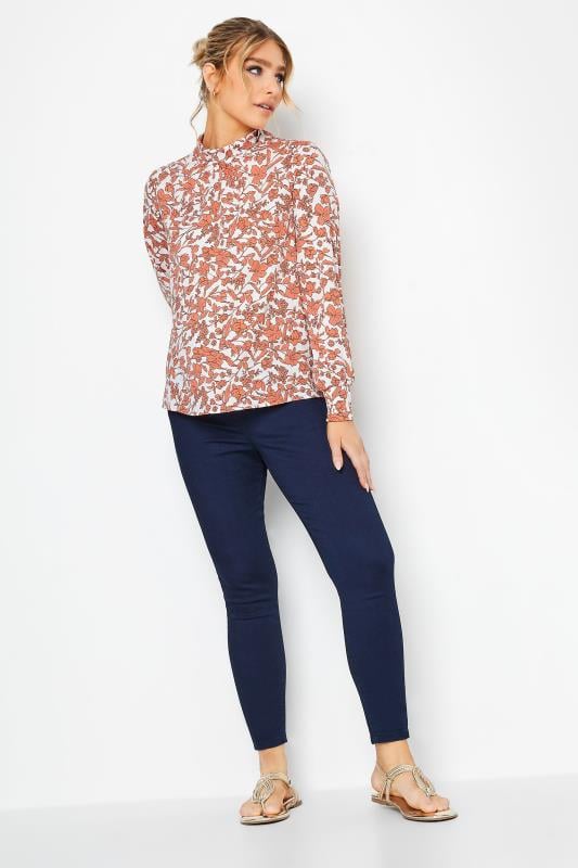 Evans M&Co White Floral Print High Neck Blouse