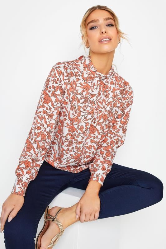 evans M&Co White Floral Print High Neck Blouse
