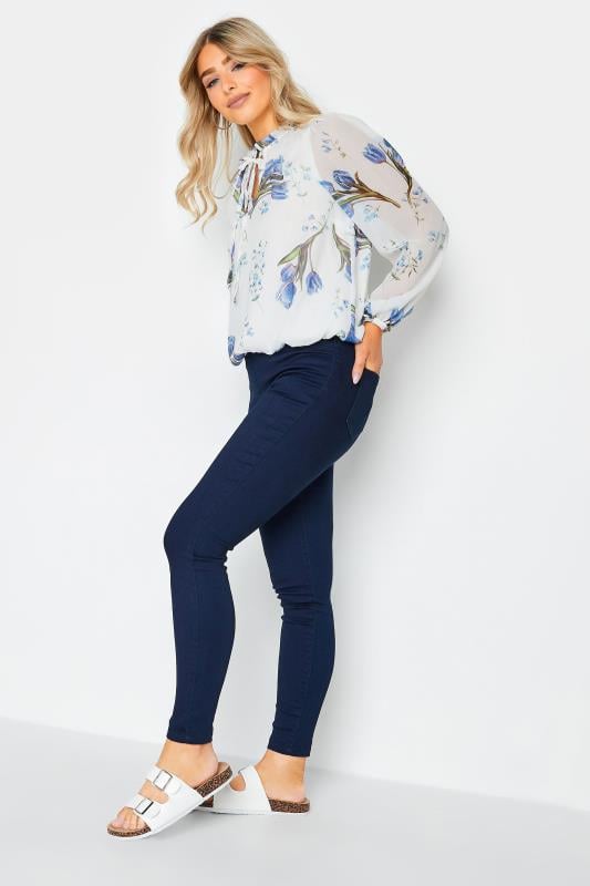 Evans M&Co White Floral Print Tie Neck Blouse
