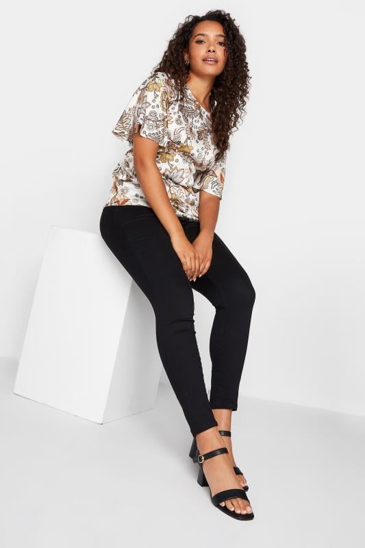 Evans M&Co White Floral Tie Back Blouse