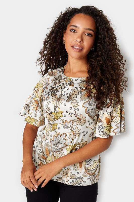 evans M&Co White Floral Tie Back Blouse
