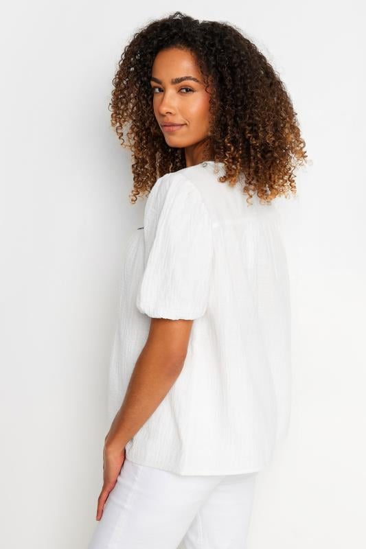 Evans M&Co White & Navy Embroidered Blouse