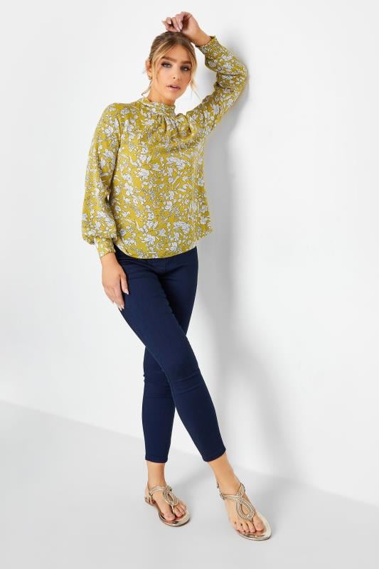 Evans M&Co Yellow Floral Print High Neck Blouse