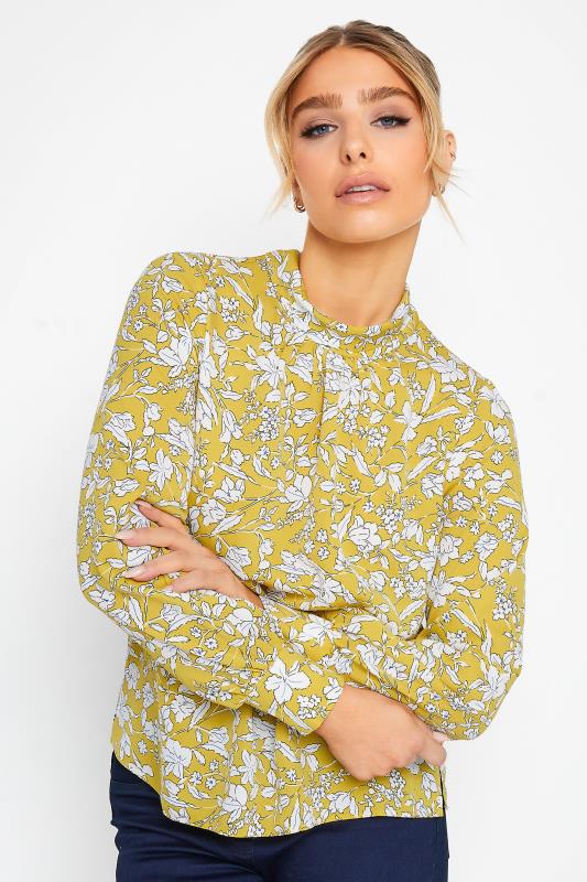evans M&Co Yellow Floral Print High Neck Blouse
