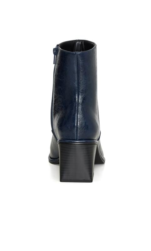 Evans Evans Navy Blue Gold Chain Detail Heeled Ankle Boot