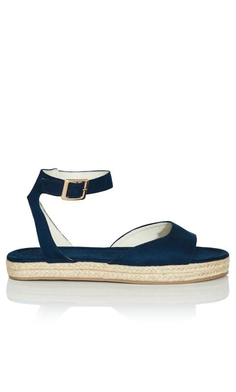 Evans Evans Navy EXTRA WIDE FIT Faux Suede Espadrille