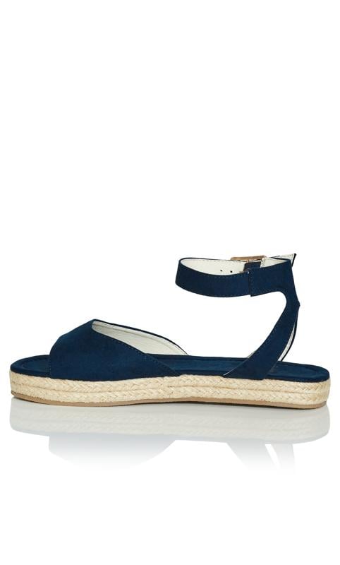 Evans Evans Navy Faux Suede Flatform Espadrille Sandals