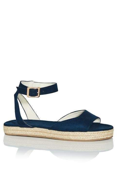 evans Evans Navy Faux Suede Flatform Espadrille Sandals