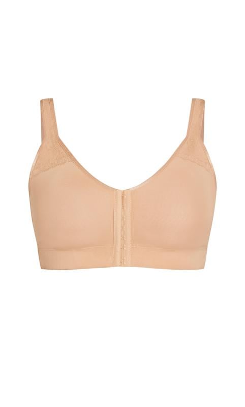 Evans Evans Neutral Brown Comfort Cotton Non-Wired Front Fastening Bra