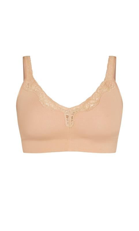 Evans Evans Neutral Brown Comfort Cotton Non-Wired Lace Bra