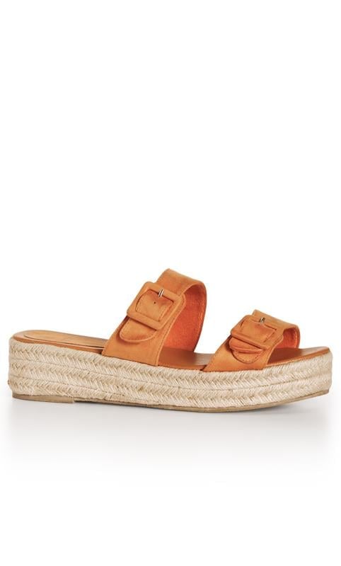 Evans Evans Orange EXTRA WIDE FIT Buckle Espadrille Sandals