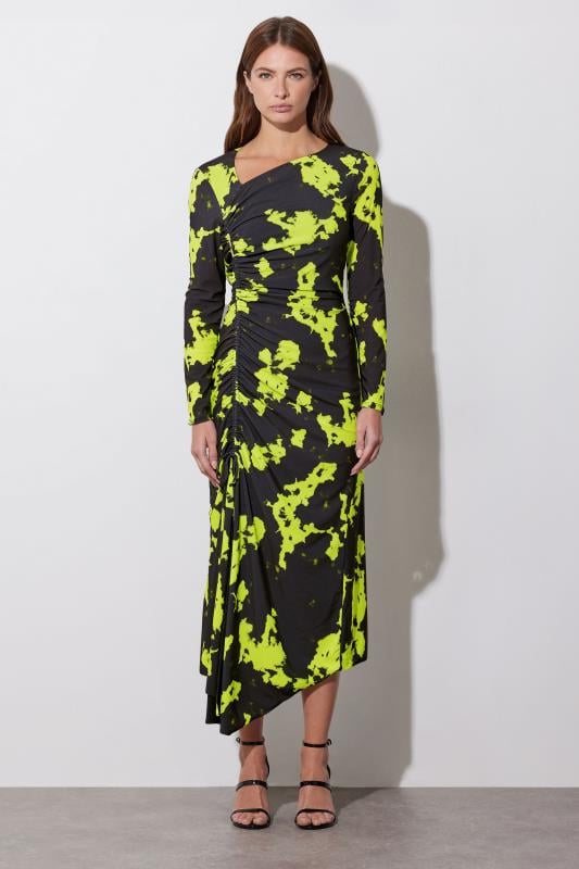 Evans STAR Black Abstract Asymmetric Ruched Dress