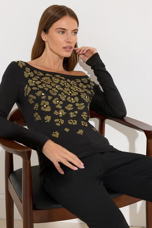 Evans STAR Black Animal Embellished Top