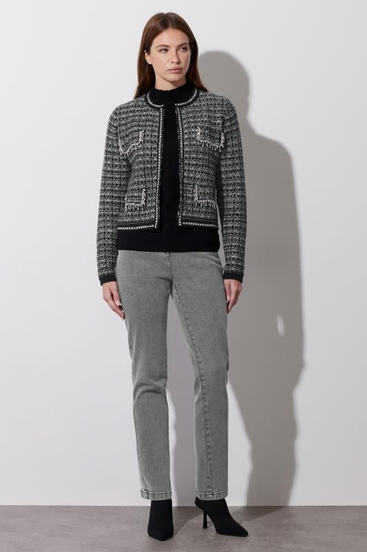 Evans STAR Black Boucle Knitted Jacket