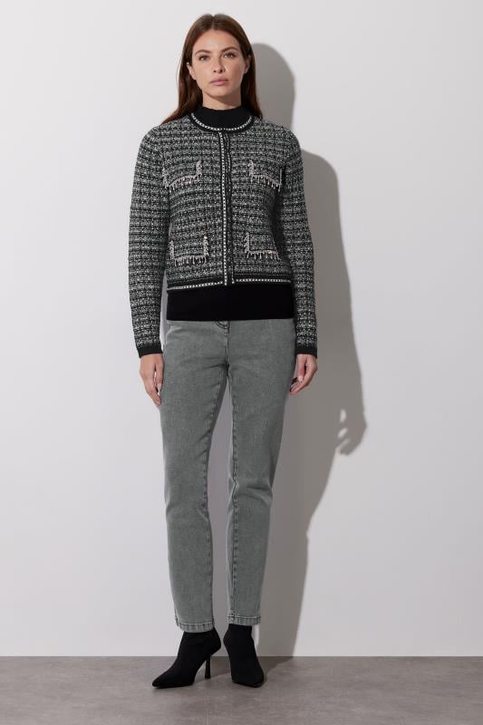 Evans STAR Black Boucle Knitted Jacket