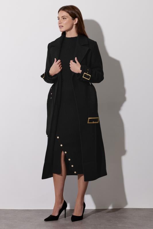 Evans STAR Black Buckle Wrap Coat