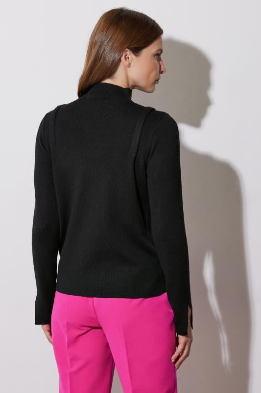 Evans STAR Black Button Detail Knitted Jumper