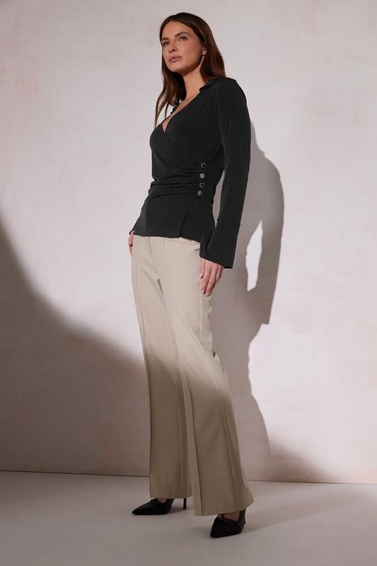 Evans STAR Black Button Detail Wrap Top