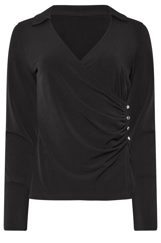 Evans STAR Black Button Detail Wrap Top