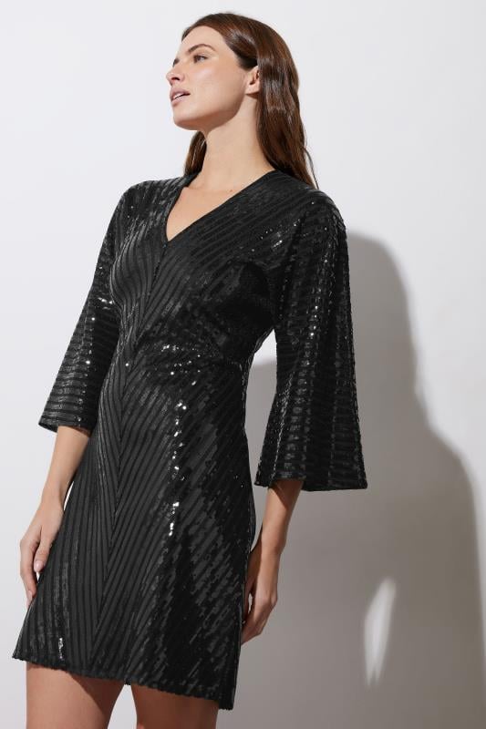 Evans STAR Black Chevron Sequin Dress