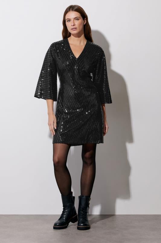 Evans STAR Black Chevron Sequin Dress