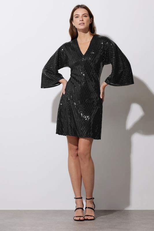 Evans STAR Black Chevron Sequin Dress