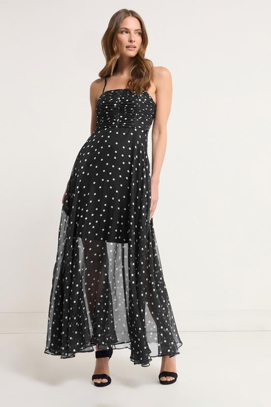 Evans STAR Black Chiffon Spot Maxi Dress