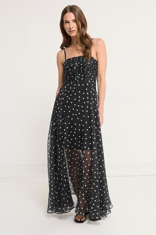 Evans STAR Black Chiffon Spot Maxi Dress