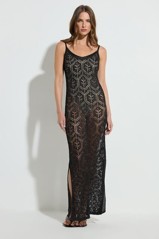 Evans STAR Black Crochet Sequin Maxi Dress