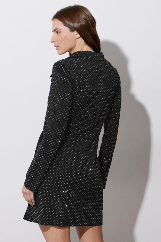 Evans STAR Black Diamante Belted Wrap Dress