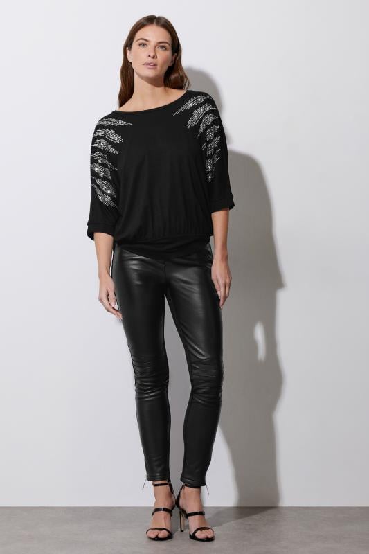Evans STAR Black Diamante Sleeve Top