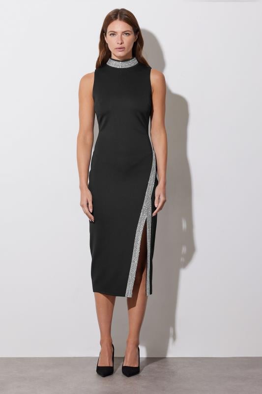 Evans STAR Black Diamante Trim Bodycon Dress