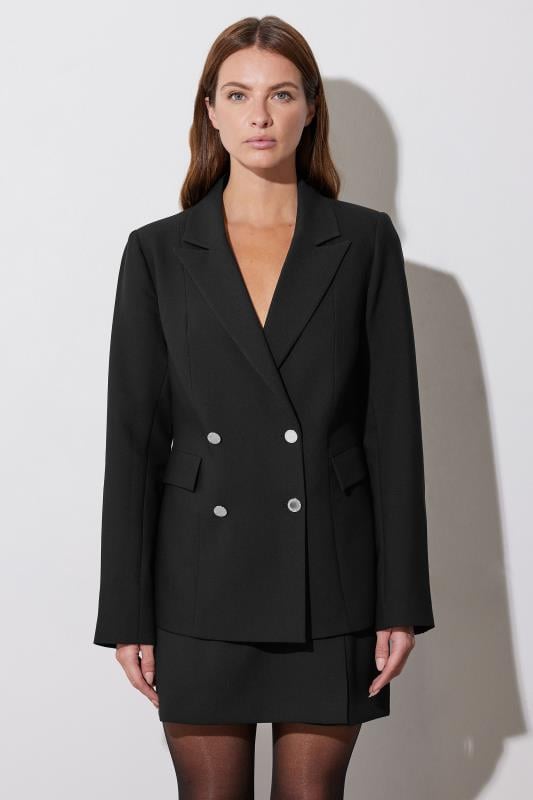 Evans STAR Black Double Breasted Tailored Blazer