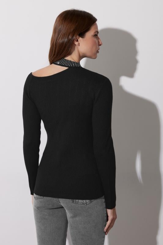 Evans STAR Black Embellished Asymmetric Jumper