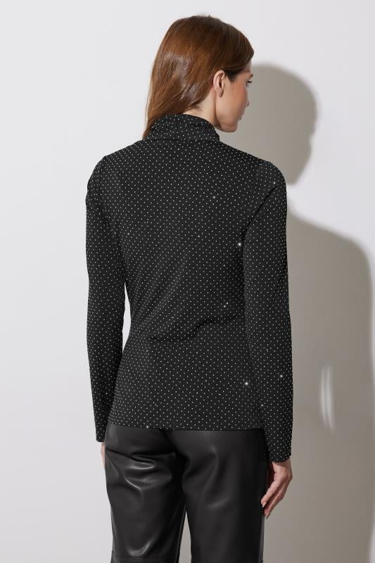 Evans STAR Black Embellished Cut Out Wrap Top