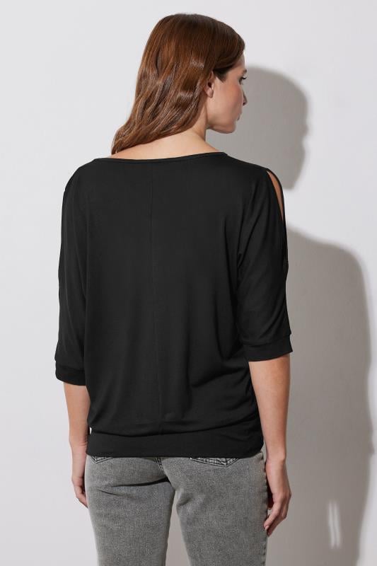 Evans STAR Black Embellished Neckline Top