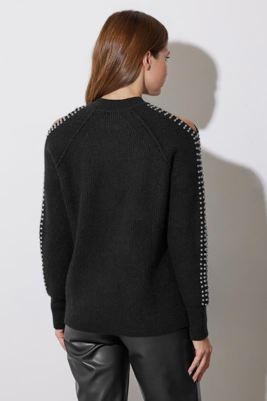 Evans STAR Black Embellished Sleeve Jumper