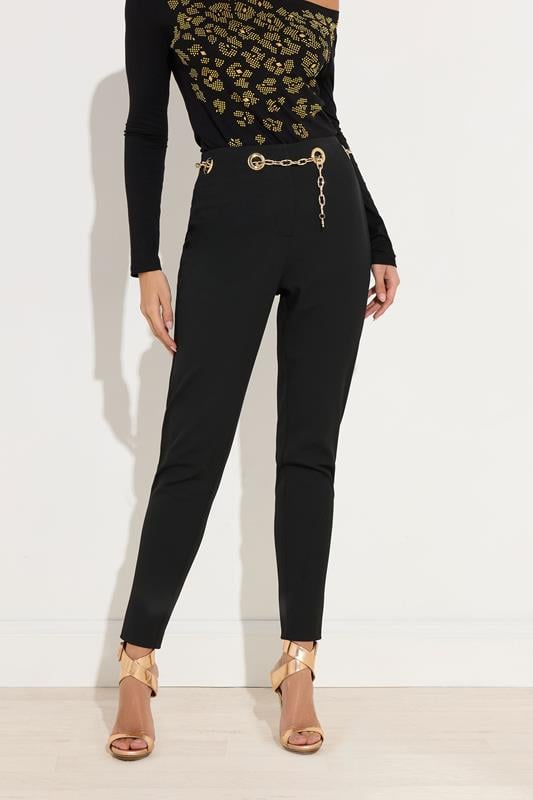 Evans STAR Black Eyelet Chain Waist Trousers