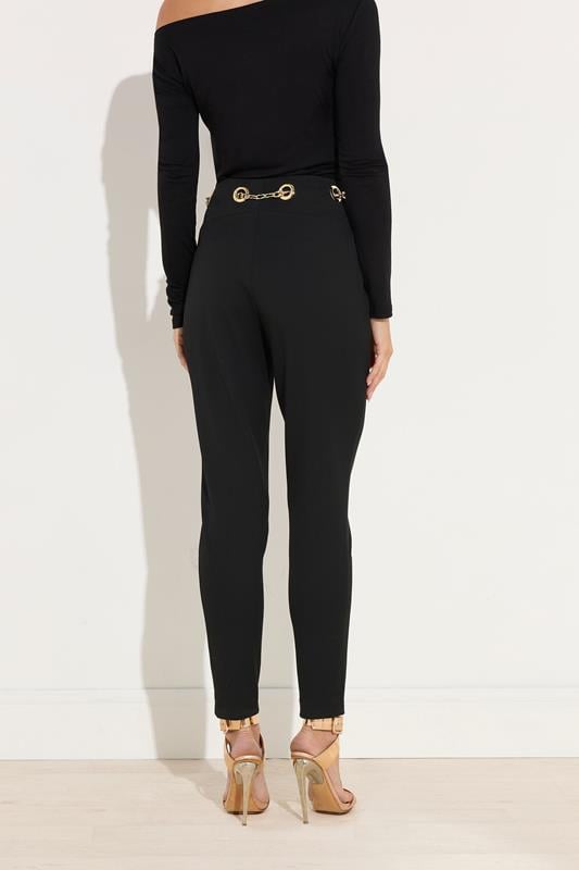 Evans STAR Black Eyelet Chain Waist Trousers