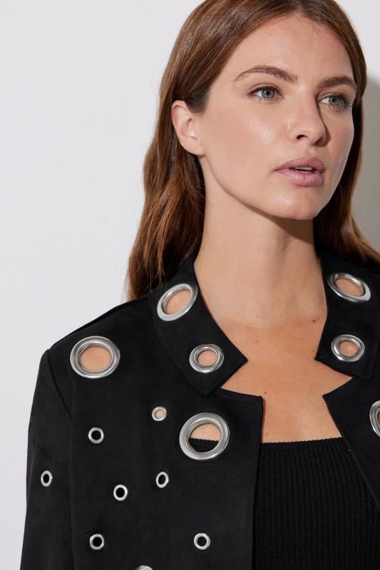 Evans STAR Black Eyelet Detail Tailored Jacket