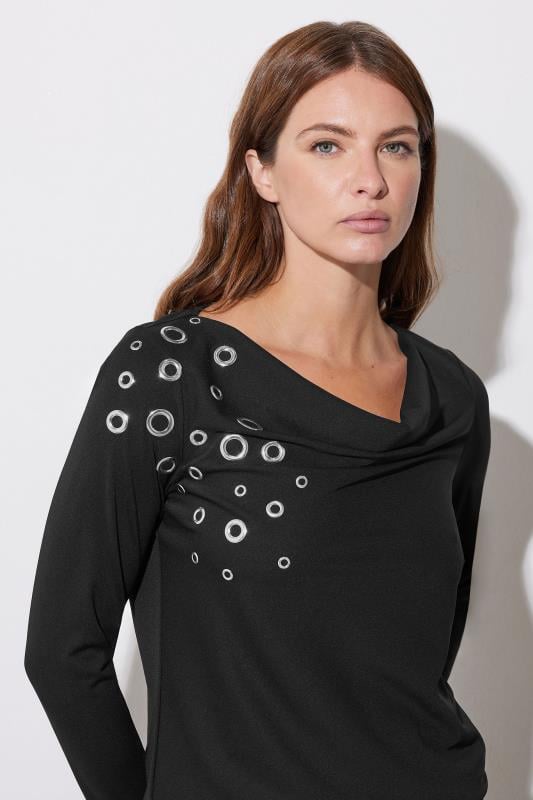 evans STAR Black Eyelet Detail Top