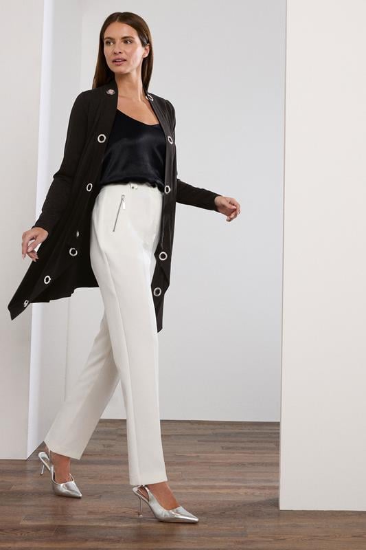 Evans STAR Black Eyelet Detail Waterfall Cardigan