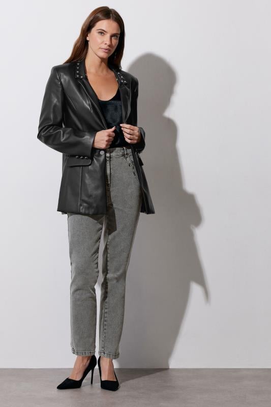 Evans STAR Black Faux Leather Jacket