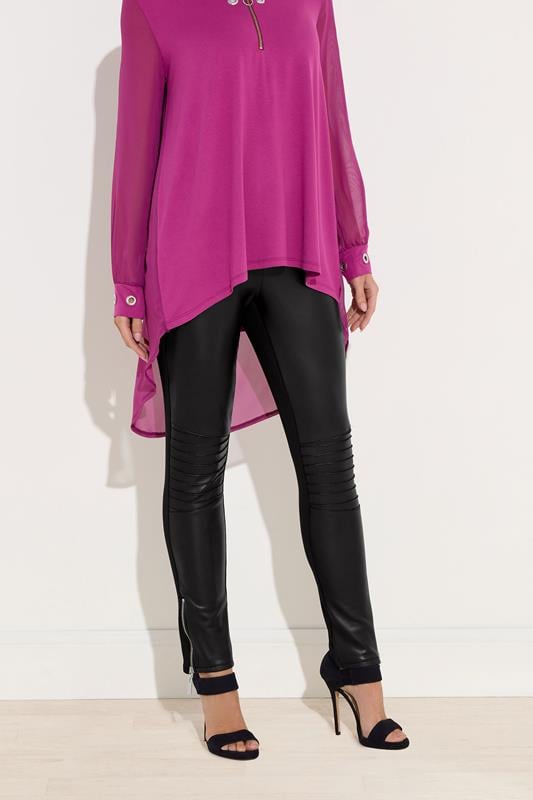 evans STAR Black Faux Leather Leggings